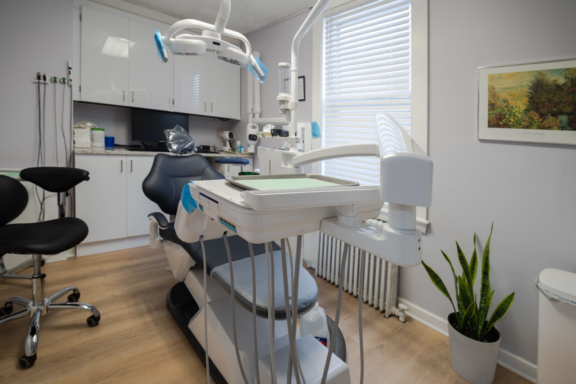 Dental chair and equipment in the main treatment room