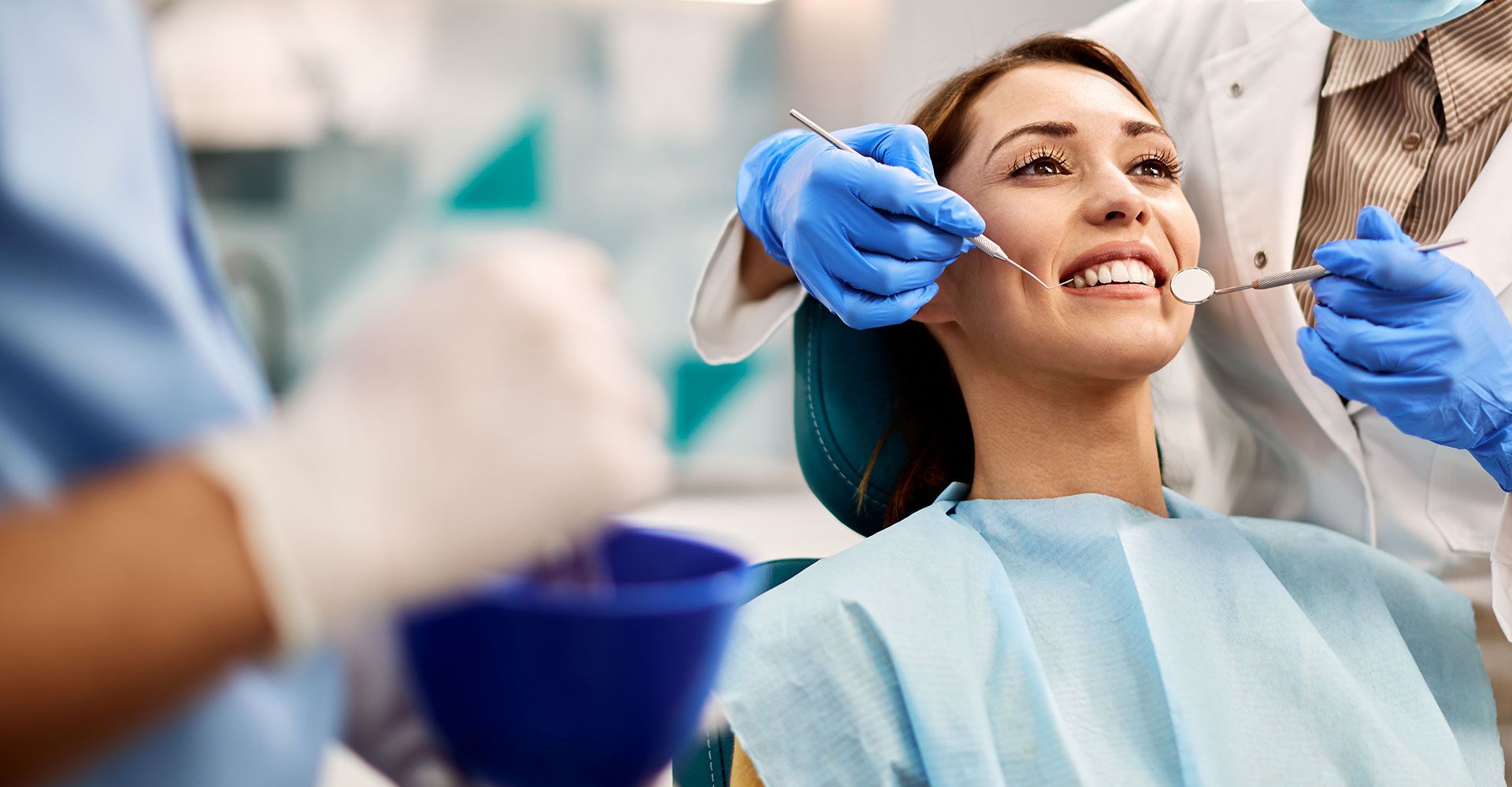 A patient receiving a dental examination
